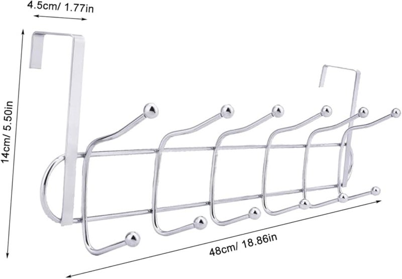 Stainless Steel Over The Door Hook Rack 6 Hooks No Drill Clothes Organizer For Home Kitchen - Image 2